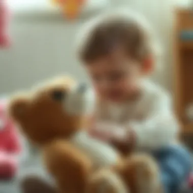 Child engaging with a breathable bear toy during playtime