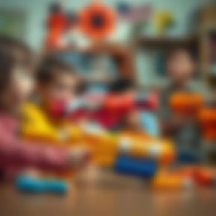 An educational setting where children use Nerf guns for skill development