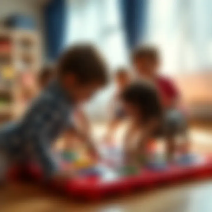 Group of kids engaging in social play with Twister