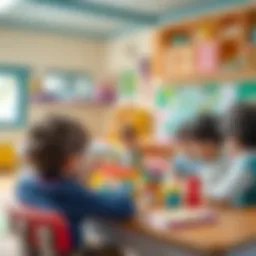 A vibrant classroom setting outside the traditional school environment showcasing children engaged in various activities.