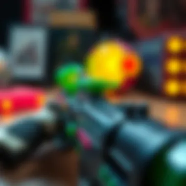 Close-up of Orbeez gun in action