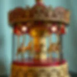 Vintage Wooden Carousel Toy A vintage wooden carousel toy highlighting intricate designs and craftsmanship.