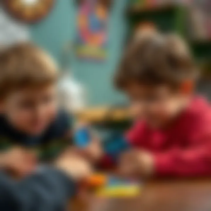 Children playing with toy credit cards in a fun setting