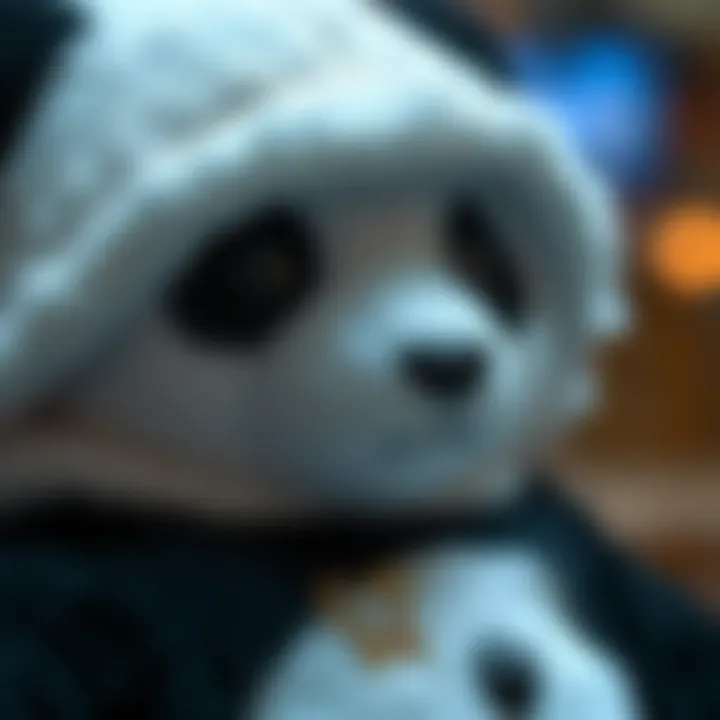 Close-up of panda costume materials showcasing quality fabric and design