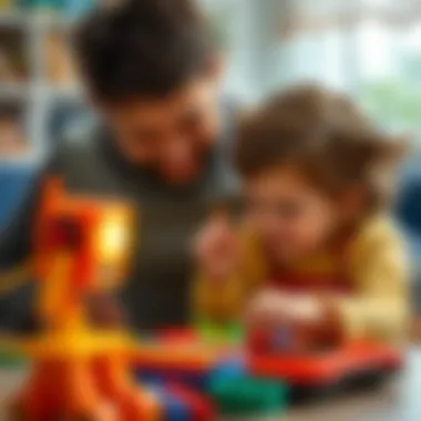 Parent and child engaging with an educational toy