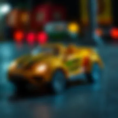 Parents selecting light-up cars for their children