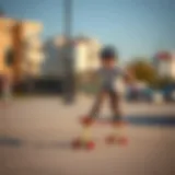 Child practicing skateboarding skills