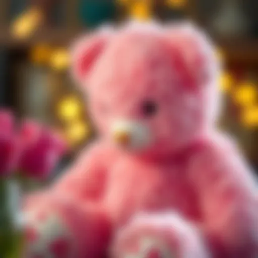 A soft pink teddy bear symbolizing childhood memories