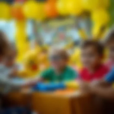 Children enjoying fun activities at a Pikachu birthday party.