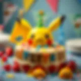 Vibrant Pikachu birthday cake with decorative elements.
