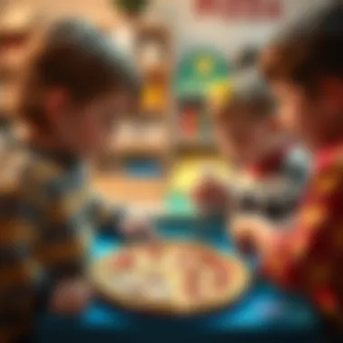 Children engaged in a pizza-themed educational game