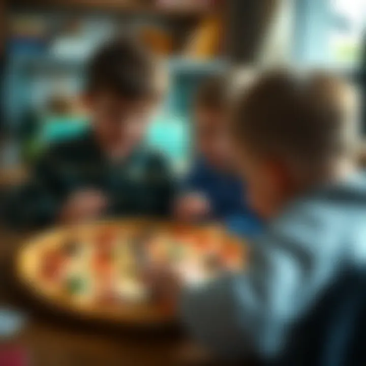 Children engaging in educational pizza-themed activities
