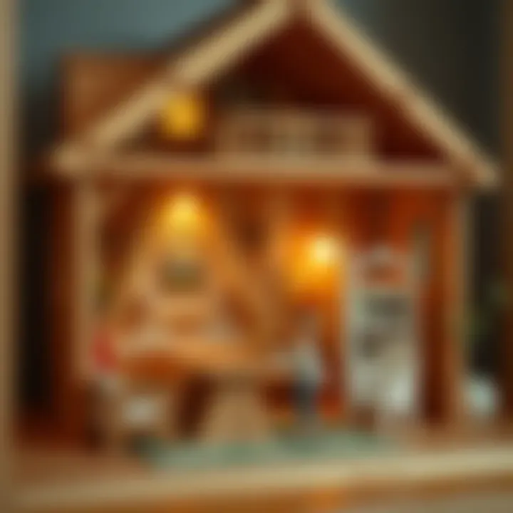 A close-up of safety features in wooden dollhouses
