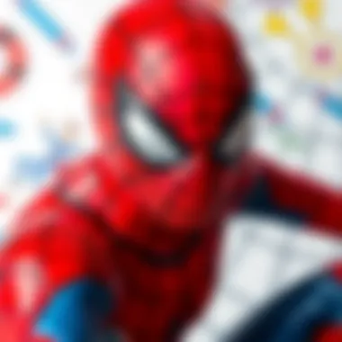 Bright and Colorful Spider-Man Artwork A vibrant Spider-Man coloring page with bright colors
