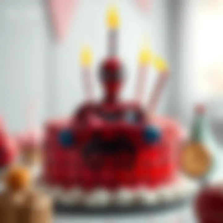 Spiderman themed birthday cake with vibrant decorations