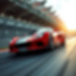 Dynamic motion of a sports car on a racetrack