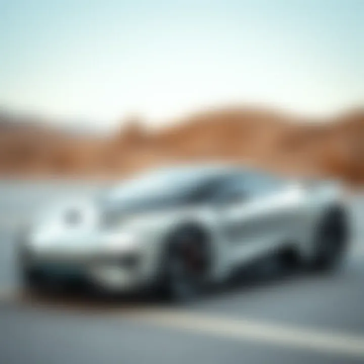 Futuristic concept of electric sports cars and sustainable technology