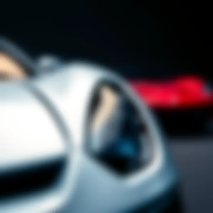Close-up of a sleek sports car design showcasing aerodynamic features