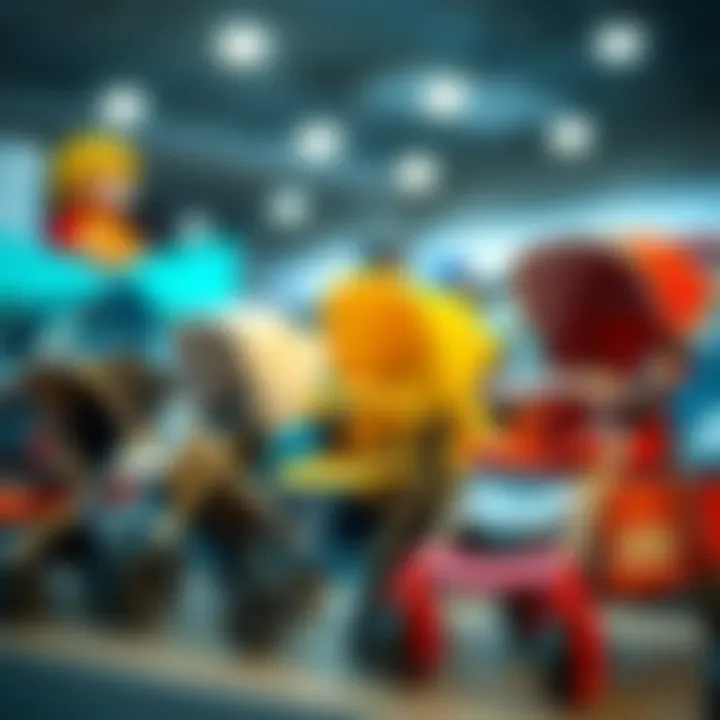 A comparison of different stroller models showcased together