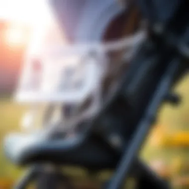Close-up of a stroller's safety features and comfort design