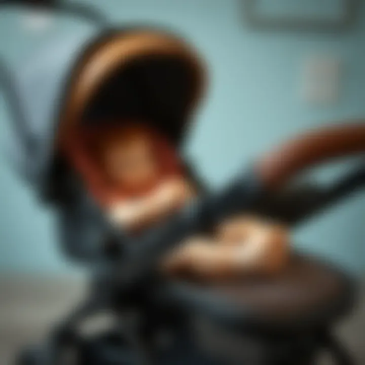 Close-up of the safety features on a modern stroller
