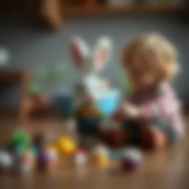 Children engaging in imaginative play with a rabbit character