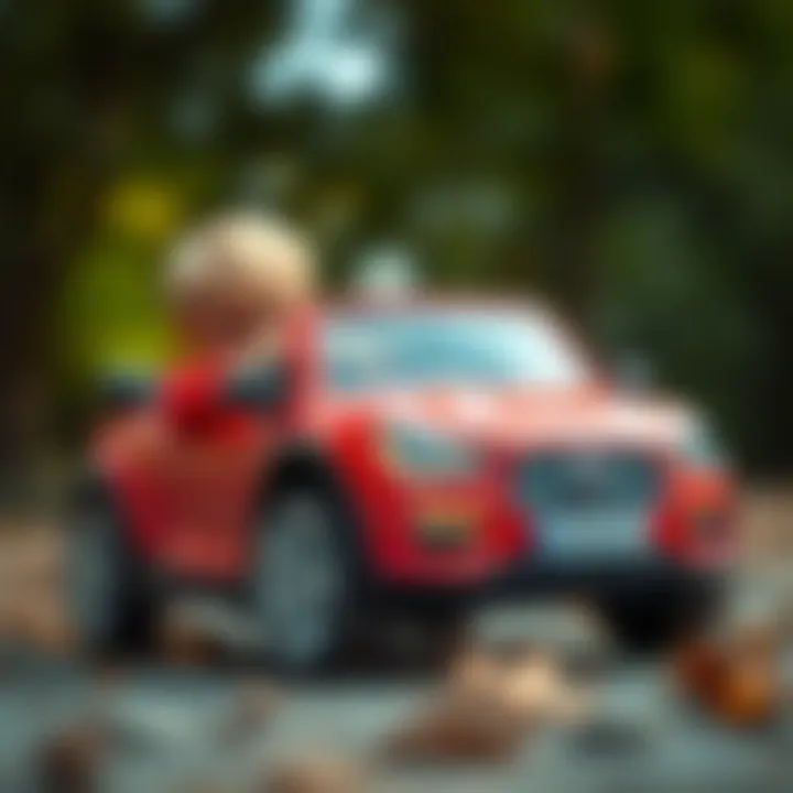 Child playing with a toy car outdoors