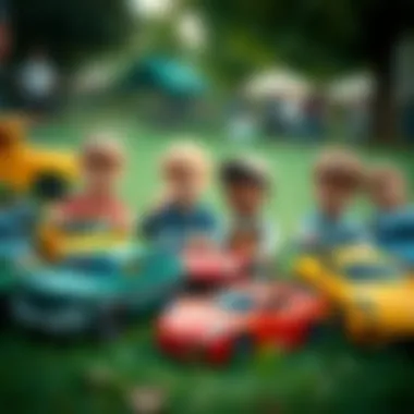 Group of children enjoying playtime with toy cars