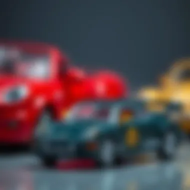 Close-up of toy car design and features