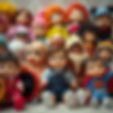 A vibrant collection of various toy dolls showcasing diversity and charm