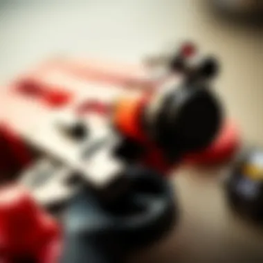 Close-up of a toy gun with safety features highlighted