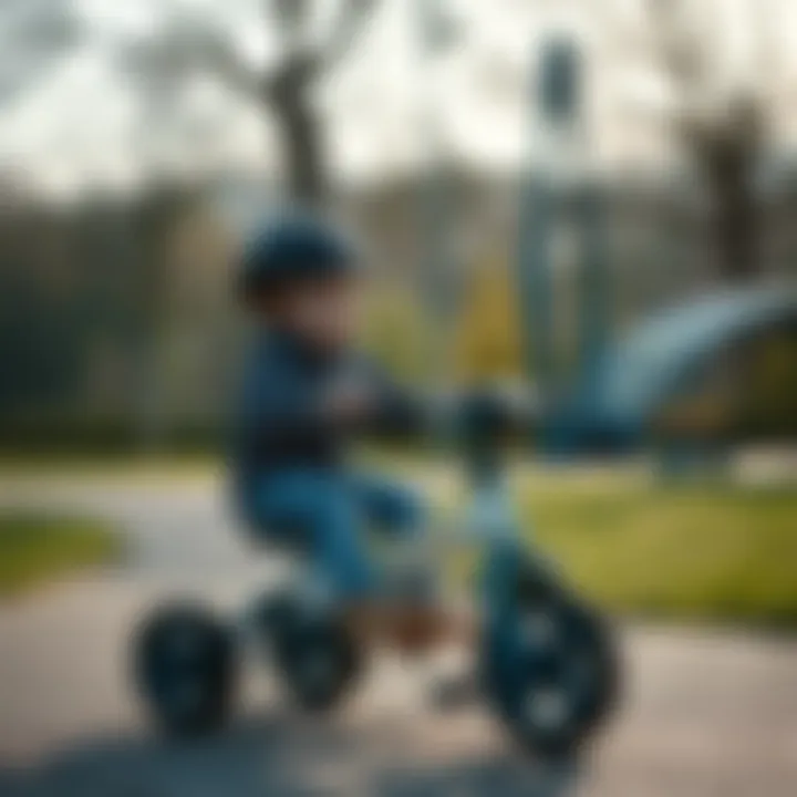 Child riding a tricycle in a park