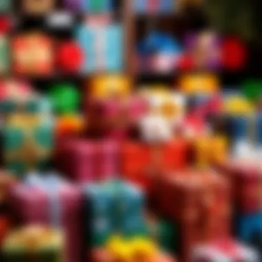 An assortment of colorful gift boxes on display