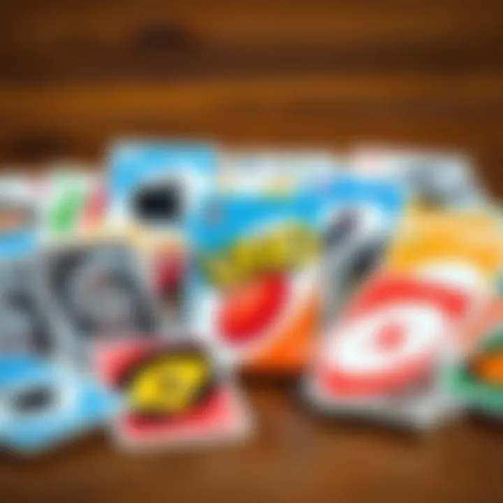 A collection of unique Uno special cards showcasing vibrant designs