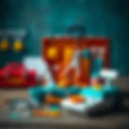 Colorful doctor set showcased with a suitcase