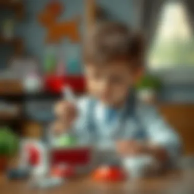 Child engaging in imaginative play with a doctor kit