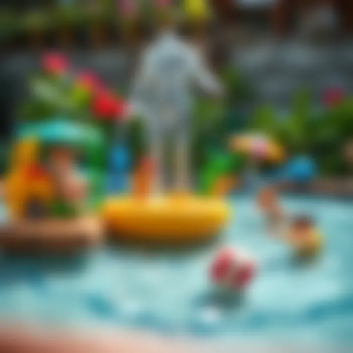 Design elements of a water garden promoting motor skill development