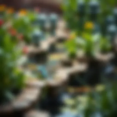 A serene water garden designed for children's play and exploration