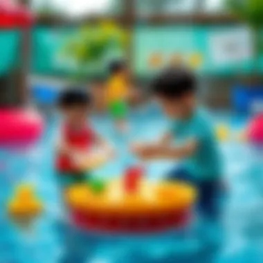 Children engaging in creative activities within a water play environment