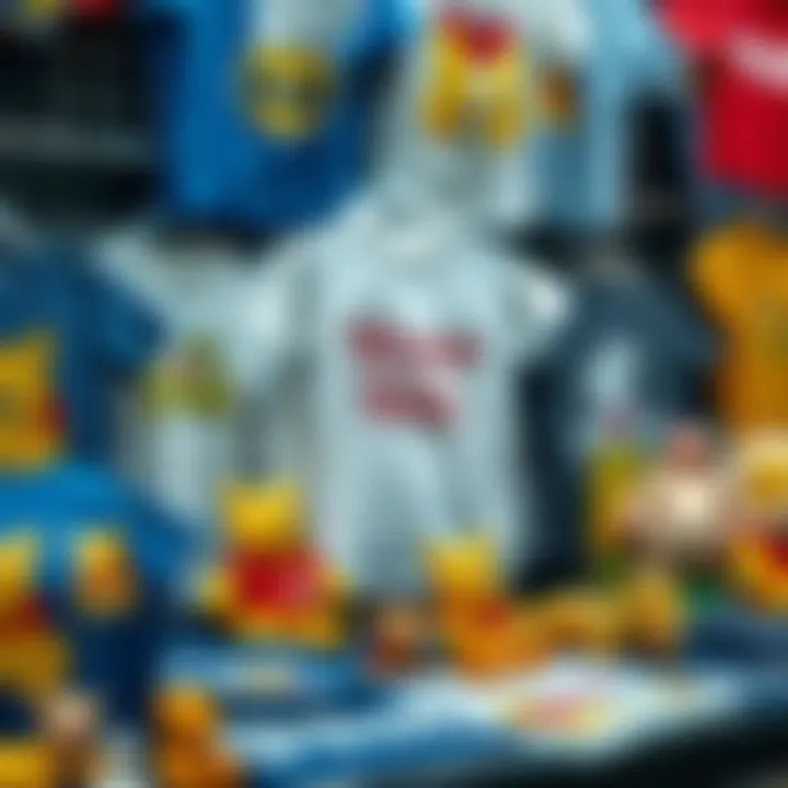 A well-organized display of various Winnie the Pooh t-shirt designs.