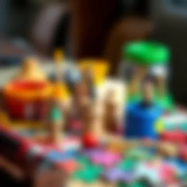 Artistic tools and vibrant colors for puzzle painting