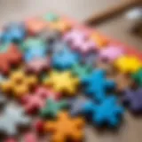 Colorful puzzle pieces ready for painting