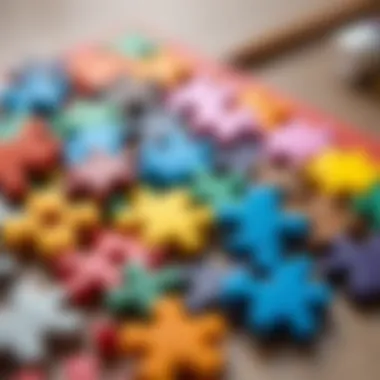 Colorful puzzle pieces ready for painting