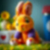 Colorful plush rabbit designed for educational play