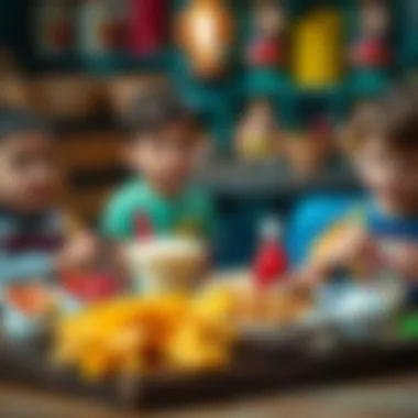 Diverse food items promoting social interaction among kids