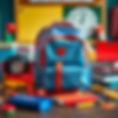 Yukka School Backpack displayed with school supplies