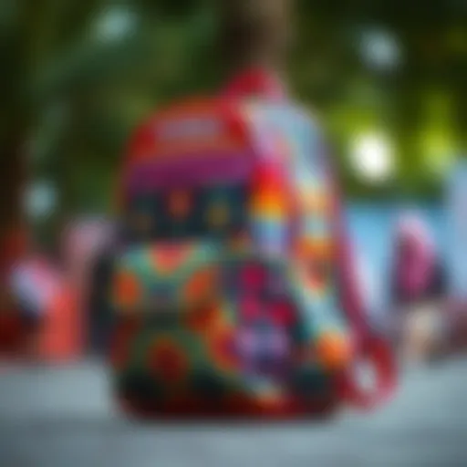 Vibrant Design of Yukka School Backpack Stylish Yukka School Backpack showcasing colorful patterns